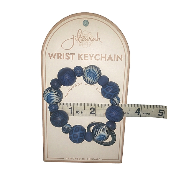 Jilzarah Original Handmade Clay Wrist Keychain Navajo Blue - Picture 3 of 8